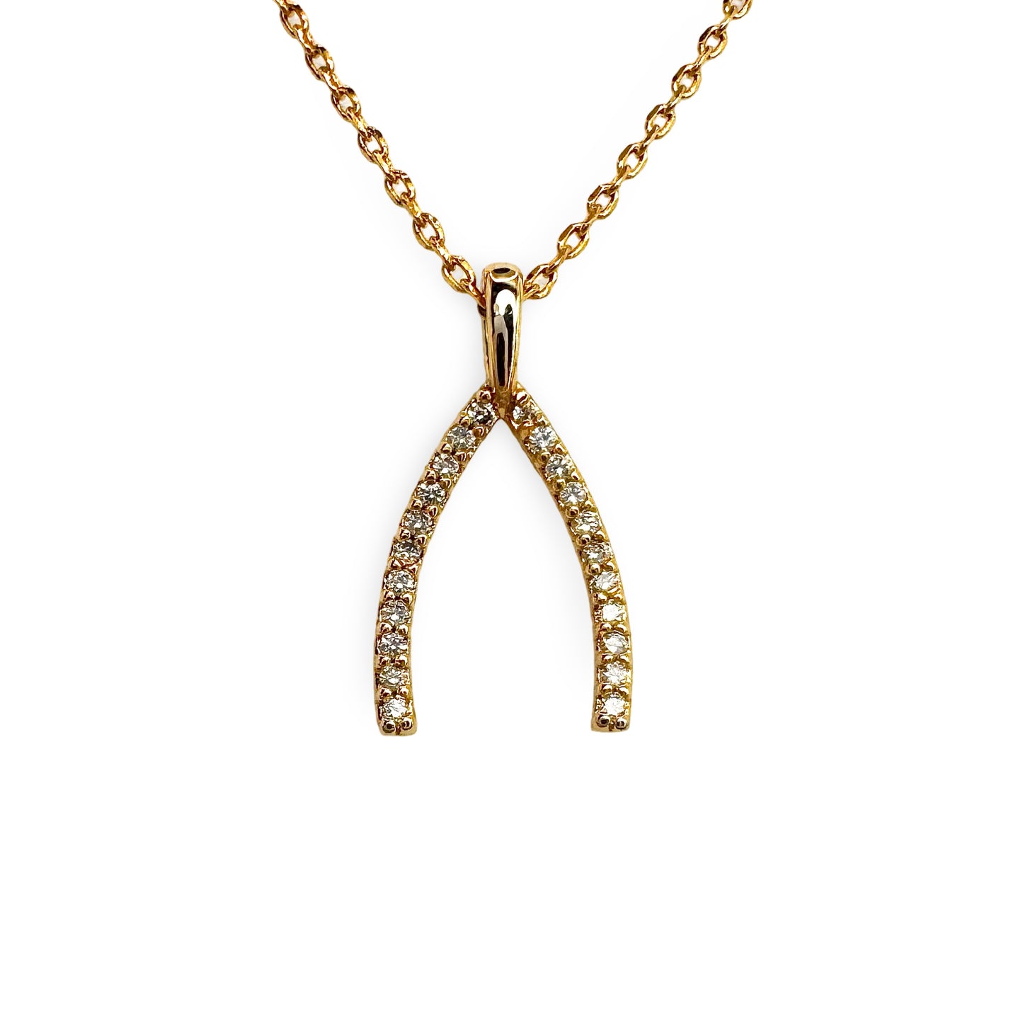 Medium Pave Wishbone Necklace