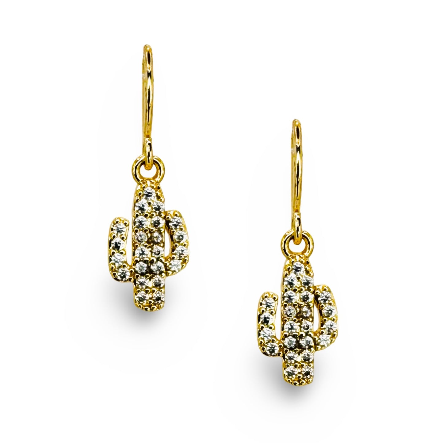 Small Pave Cactus Earrings