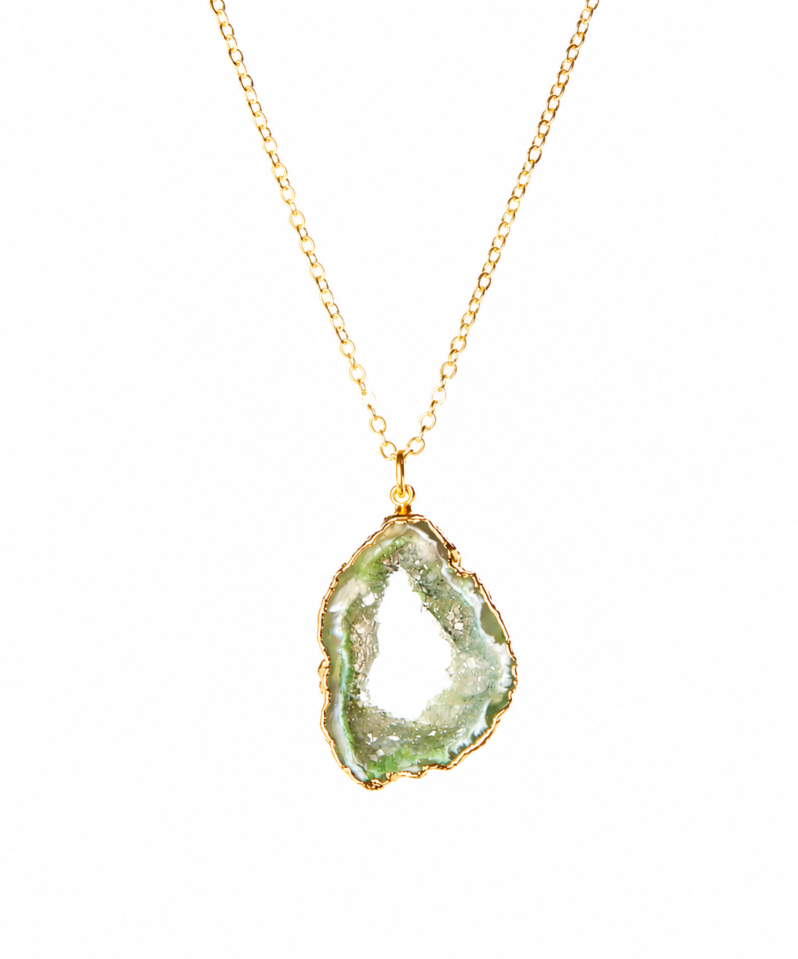 Gilded Sage Brazilian Open Agate Drusy Necklace