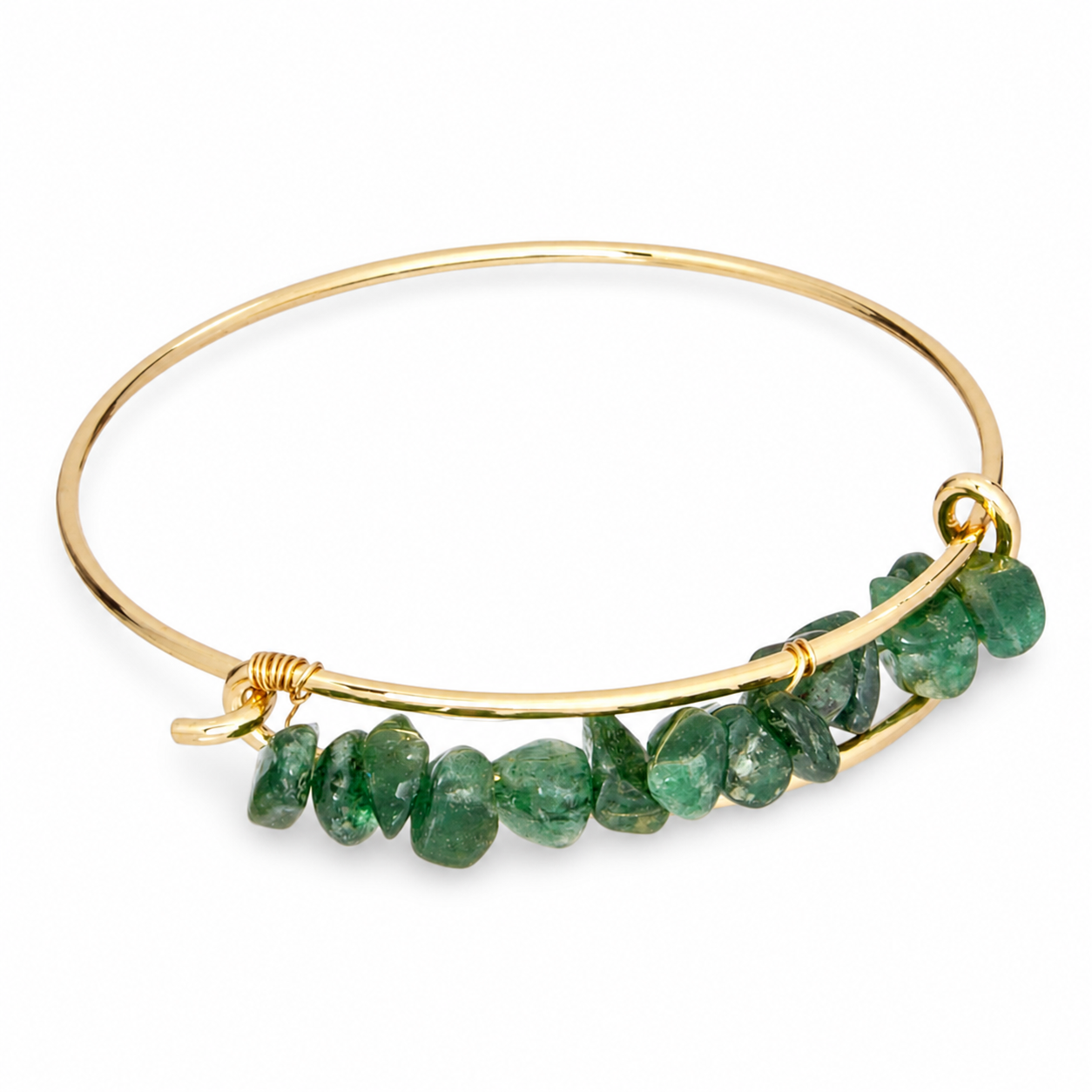 African Jade Semiprecious Chips Bangle - 15446AJ
