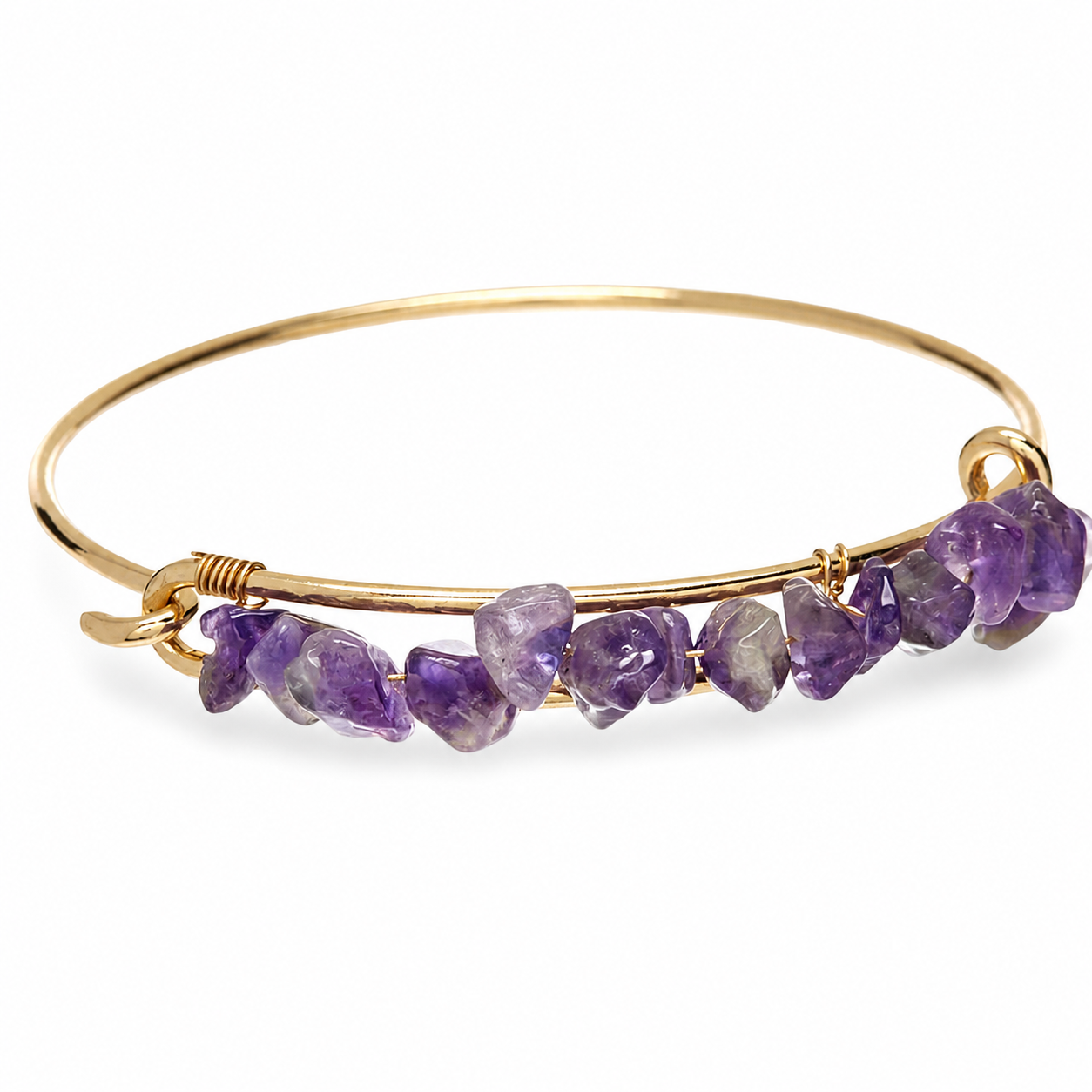 Amethyst Semiprecious Chips Bangle - 15446AM