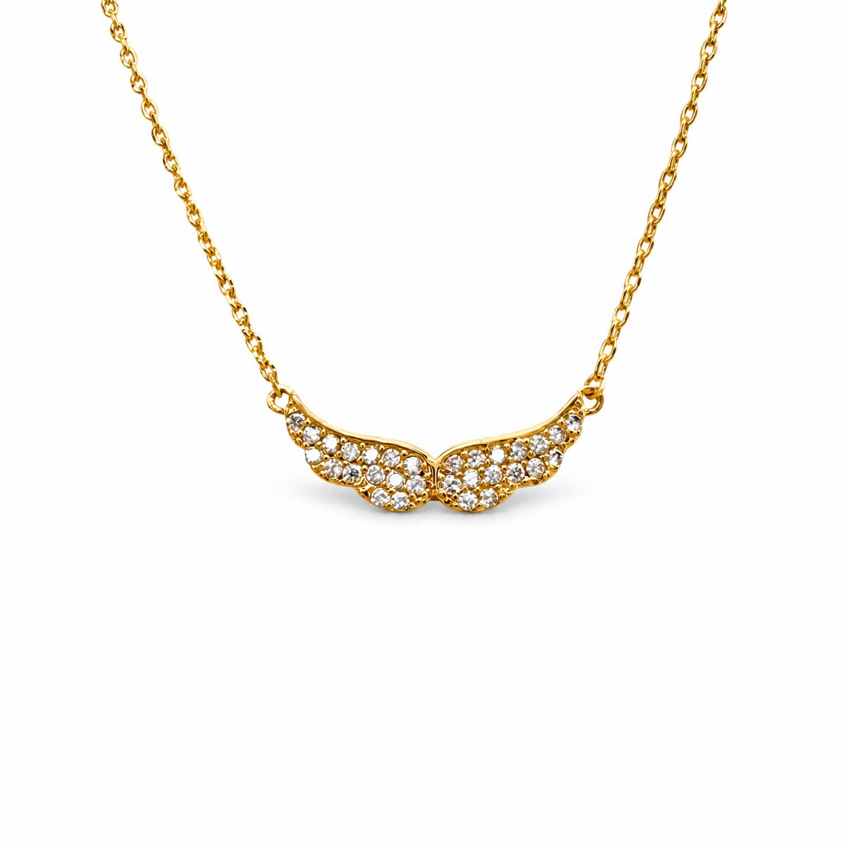 Pave Festoon Angel Wing Necklace — approved Hearts collection luxury white background product photo