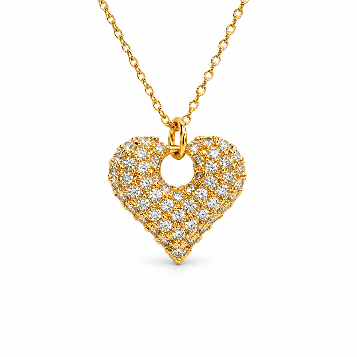 CZ Pave Heart Open Bar Necklace — approved Hearts collection luxury white background product photo