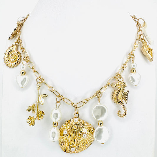Clamshell & Anemone Charms Necklace