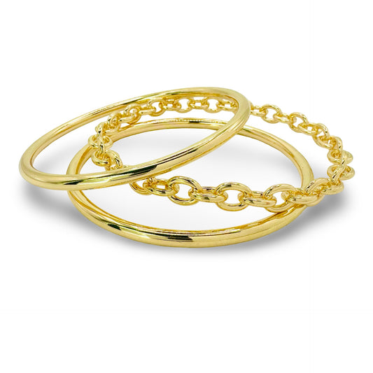 Triple Stack Gold Link Bangle Set