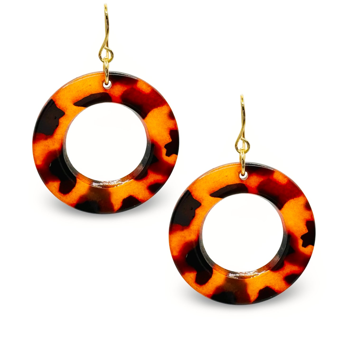 Animal Print Open Lucite Disc Earrings