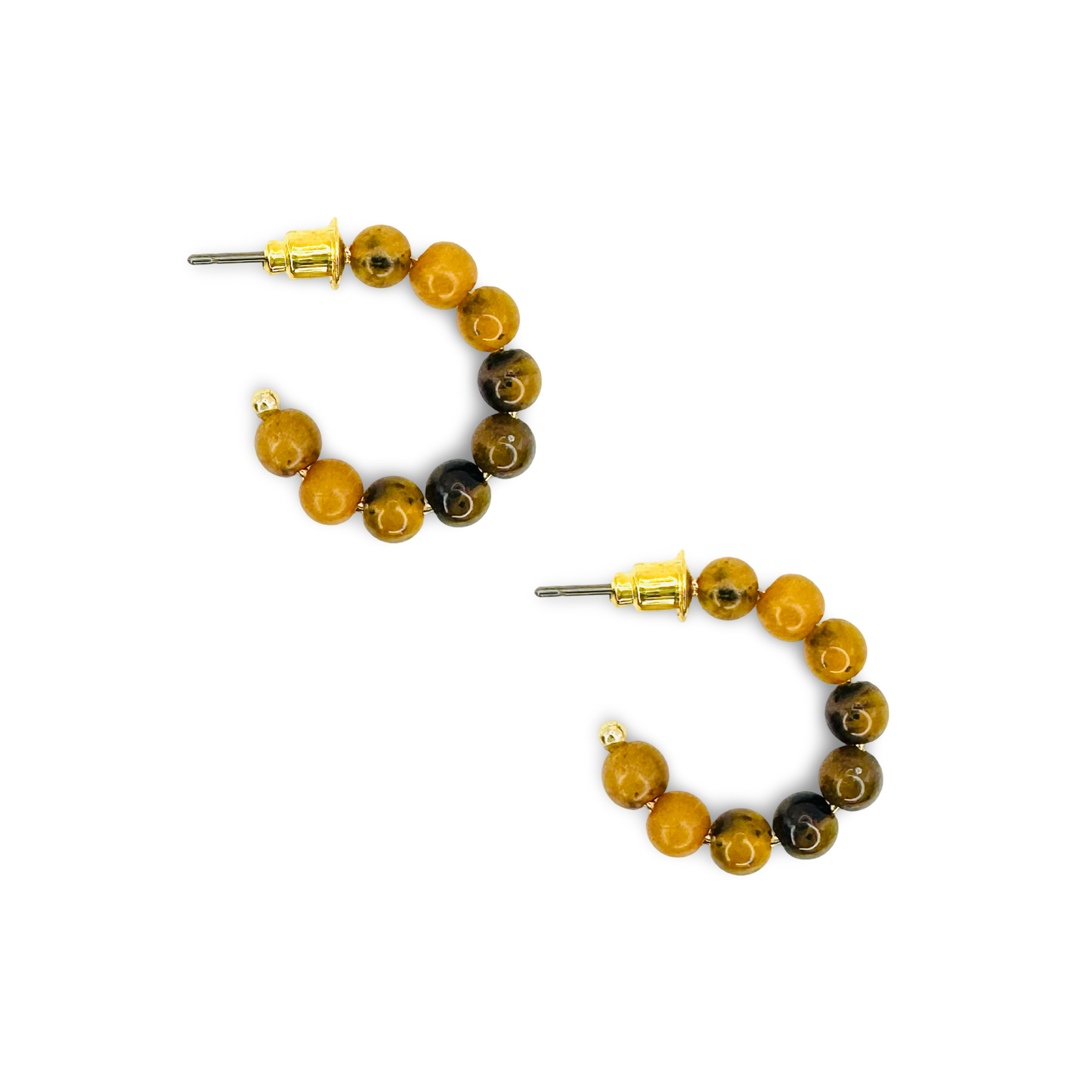 Tiger Eye Beaded Hoop Earrings