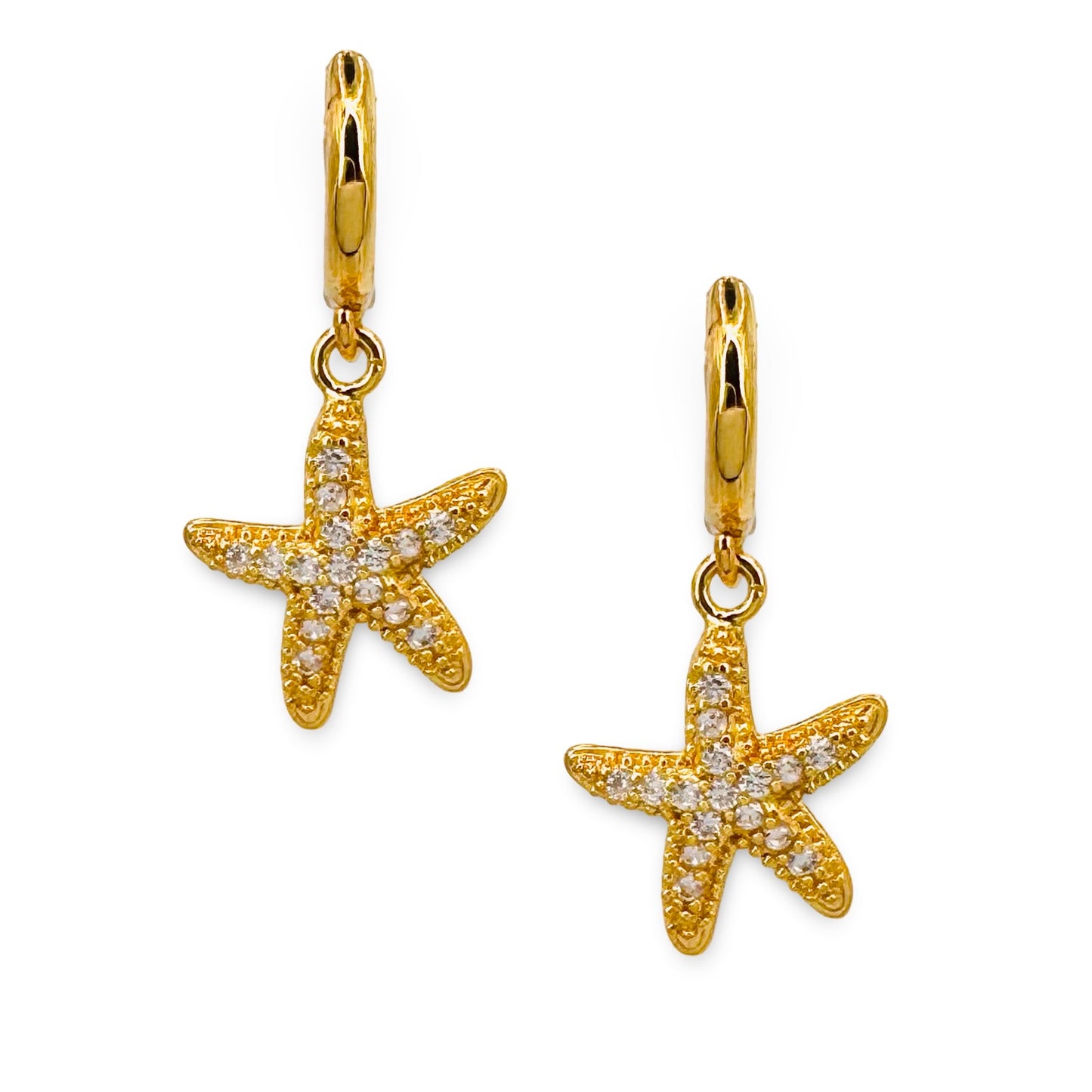 Pave Starfish Huggie Earrings