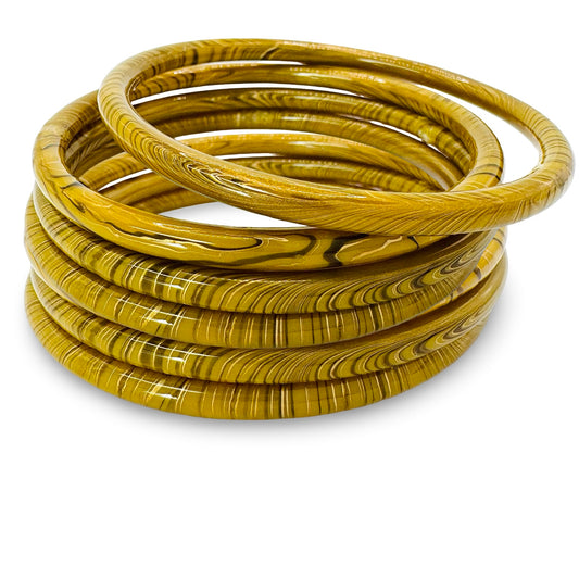 Narrow Marble Decoupage Bangle Set