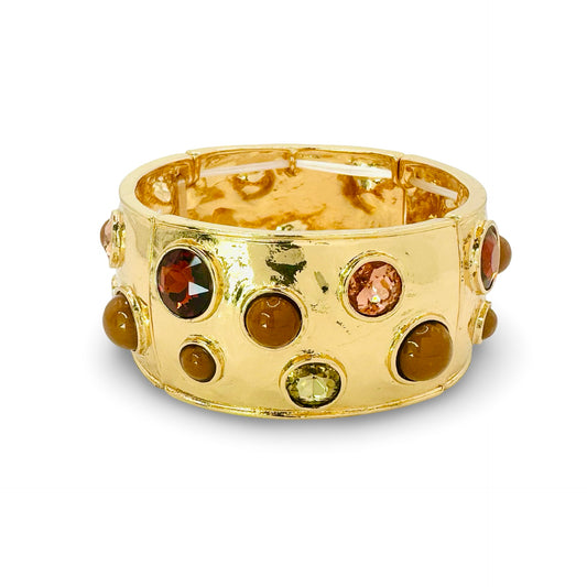 Organic Bezel Jeweled Stretch Bracelet