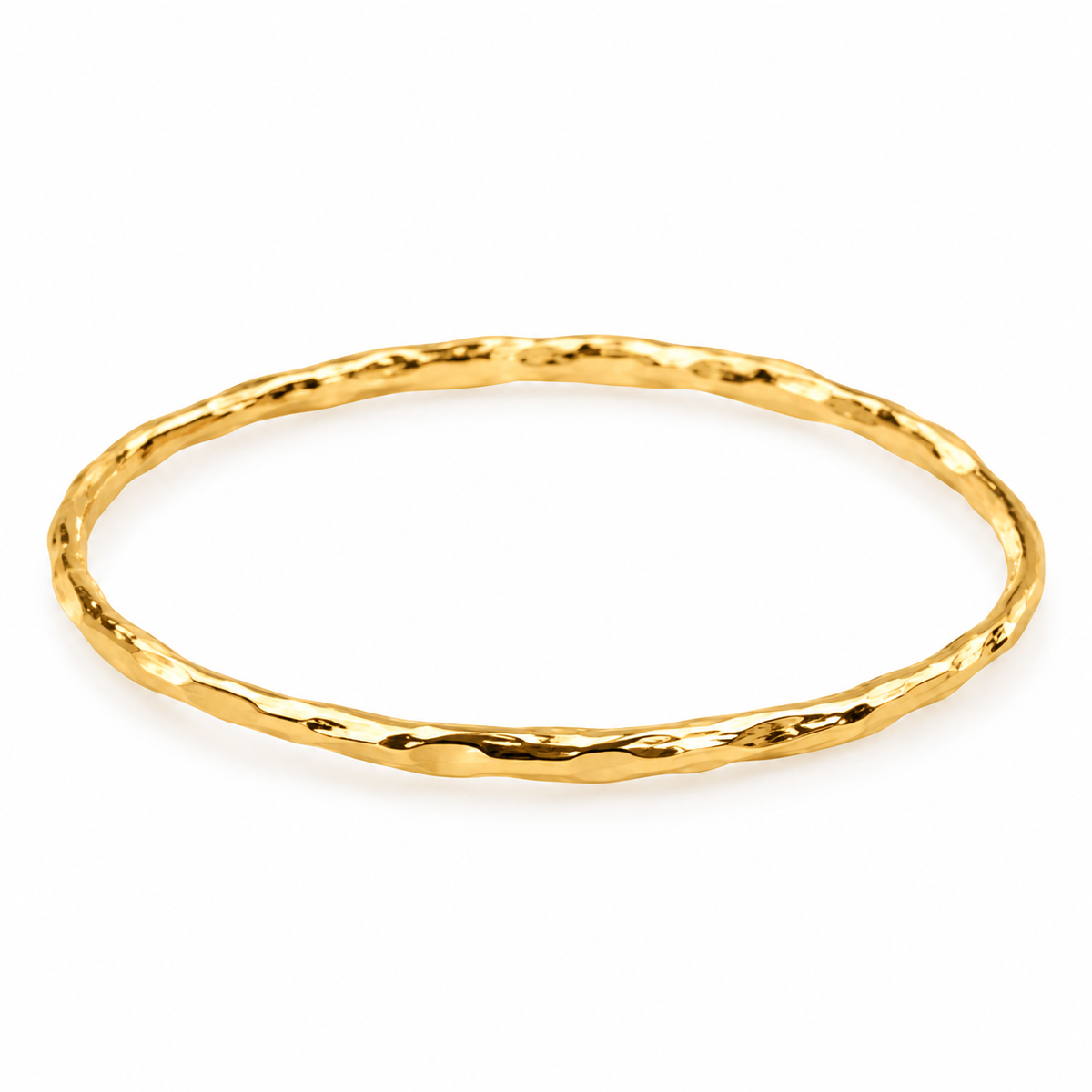 Handmade Organic Hammered Bangle - Shiny