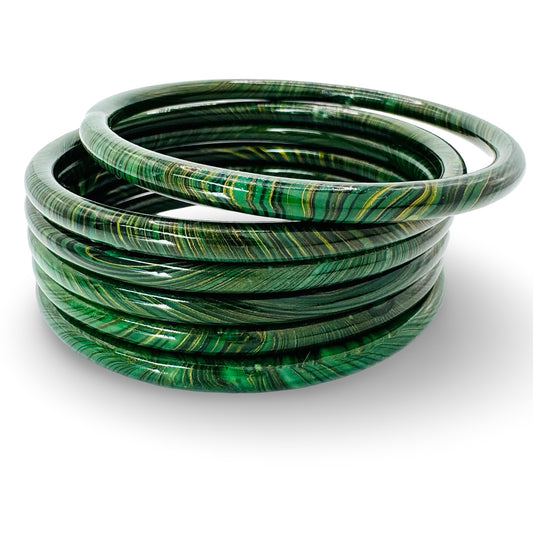 Narrow Marble Decoupage Bangle Set