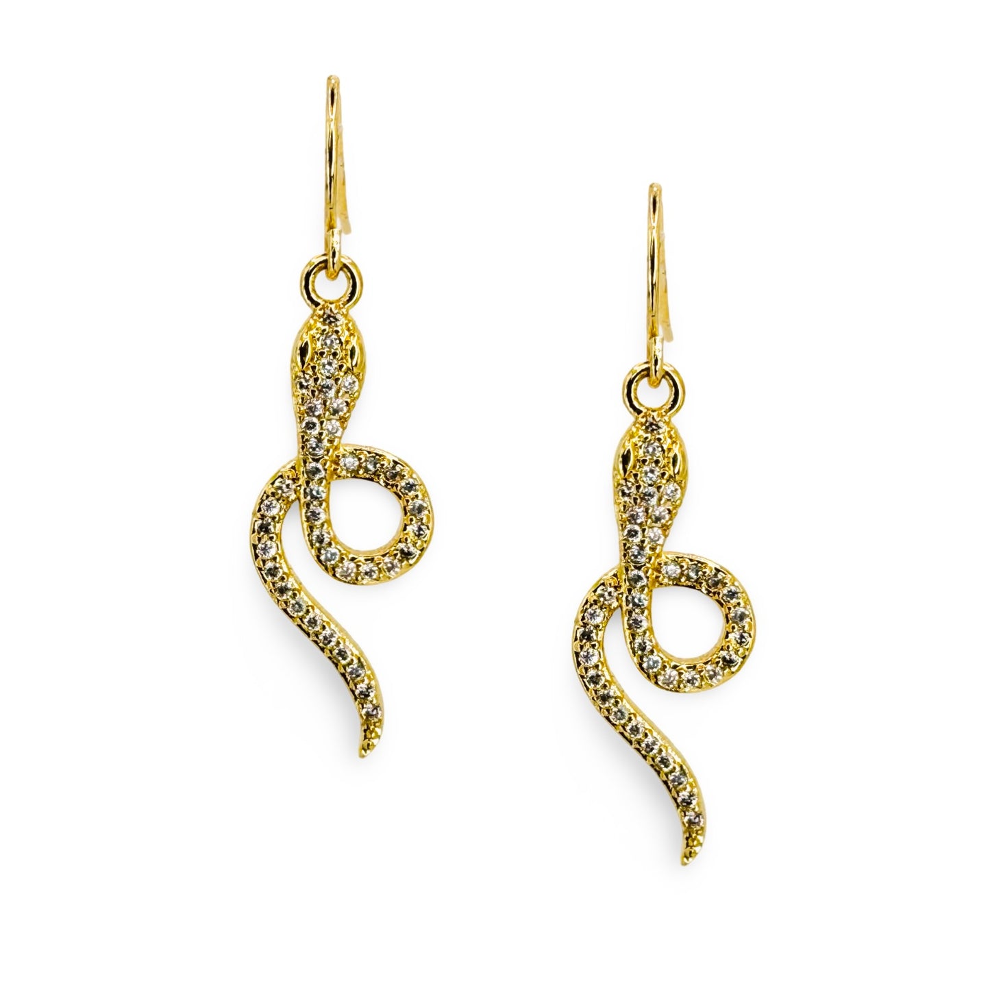 Pave Loop Tail Snake Earrings