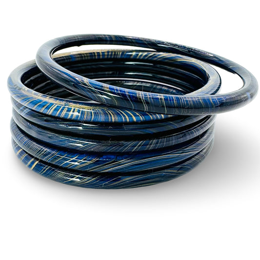 Narrow Marble Decoupage Bangle Set