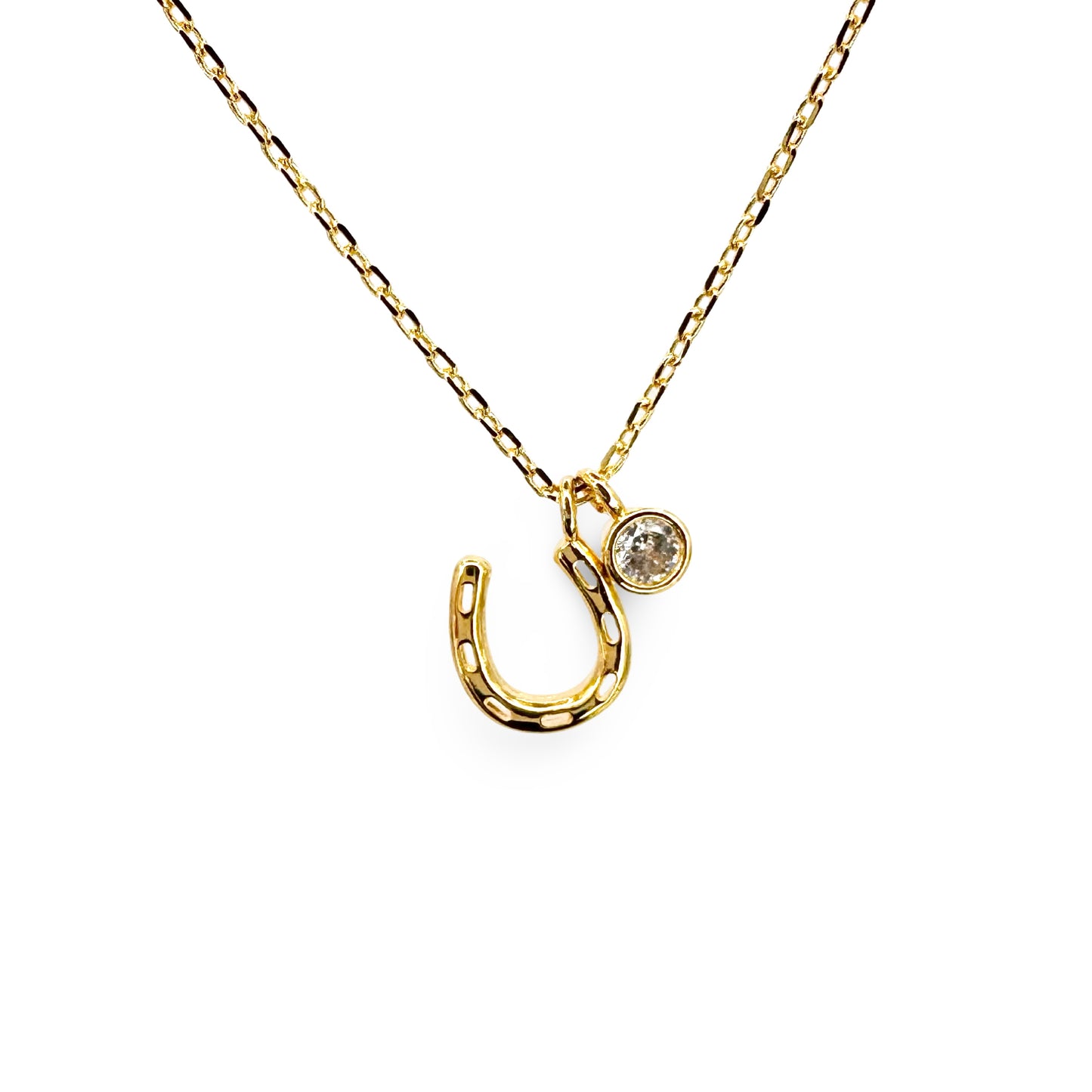 Small Horseshoe & CZ Bezel Necklace