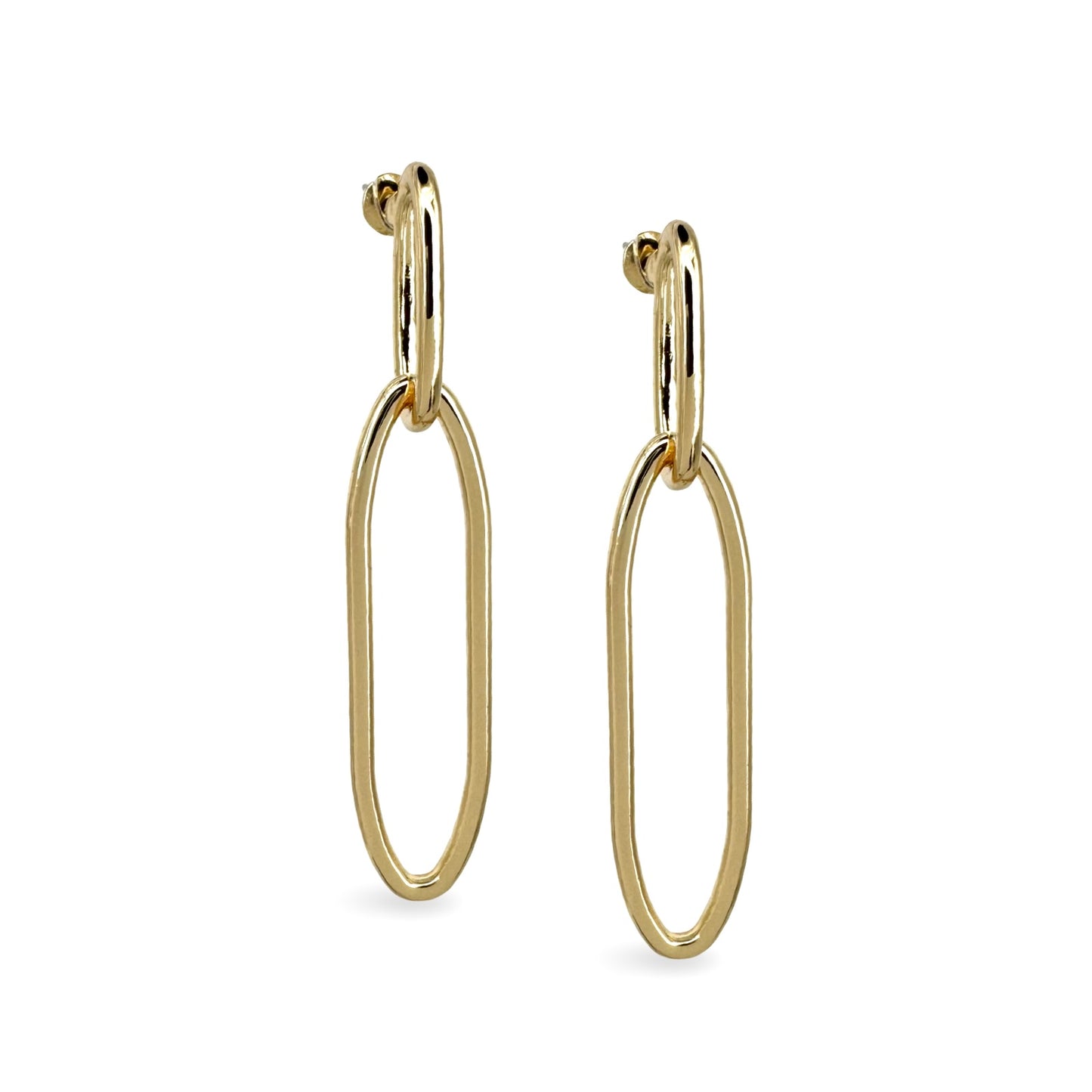 Organic Double Oval Elongated Drop Earring