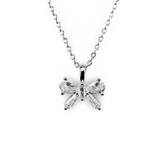 Small Baguette CZ Bow Necklace