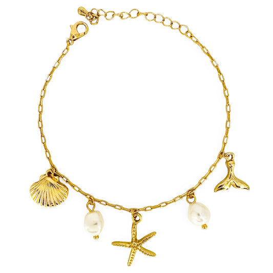 Beach Charms & Pearl Station Bracelet