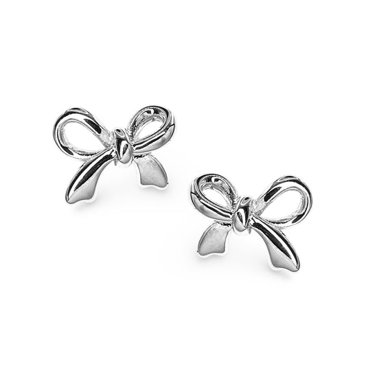 Glossy Twist Bow Stud Earrings