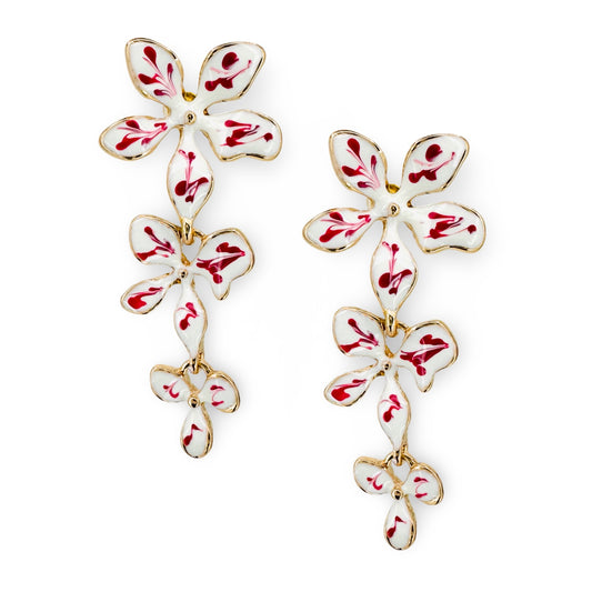 Enamel Chinoiserie Graduated Drop Earring