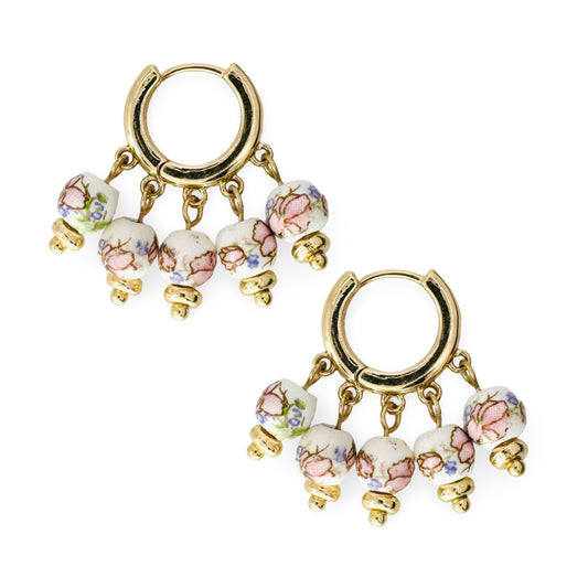 Porcelain Frilly Bead Huggie Earrings