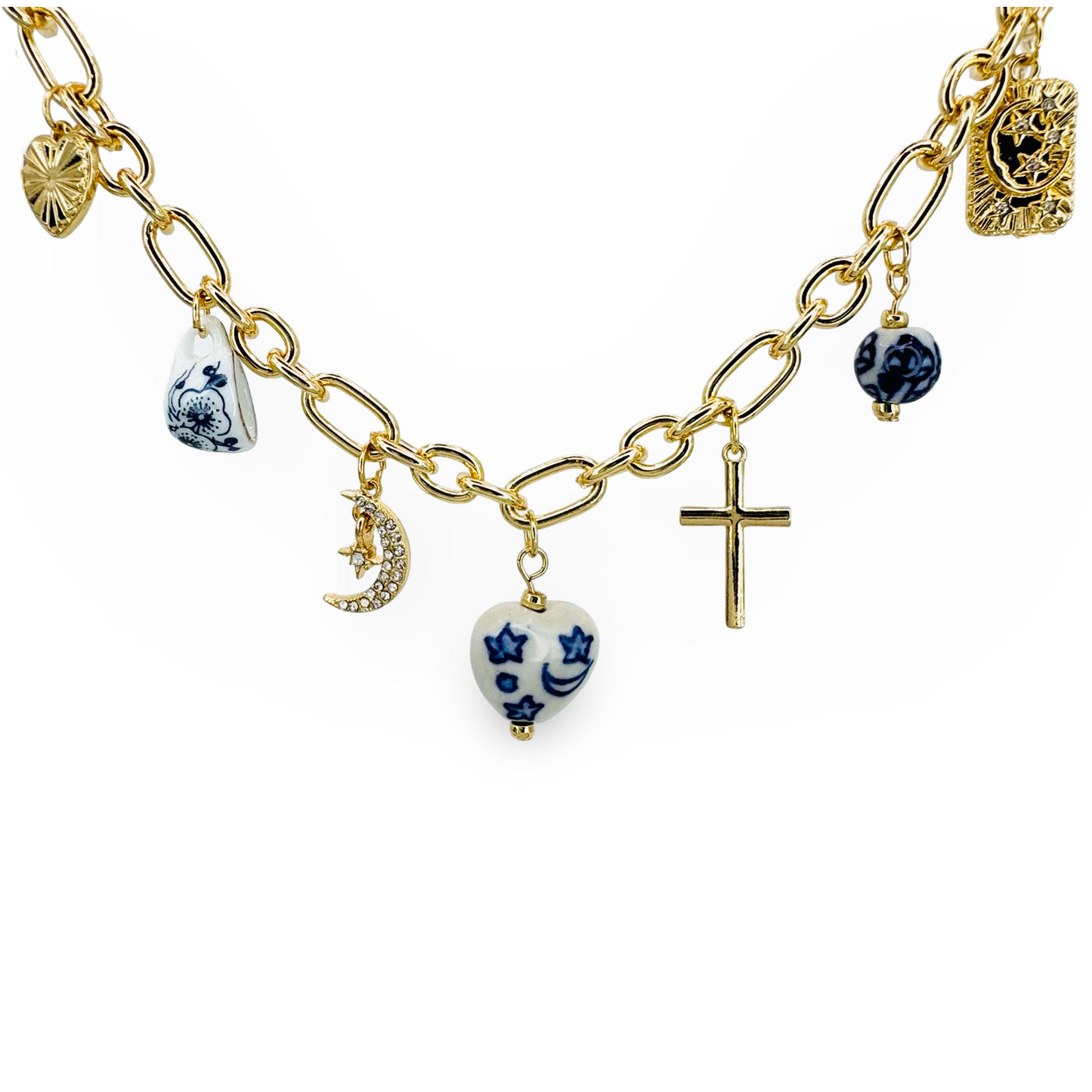 Heart & Teacup Chinoiserie Charm Necklace