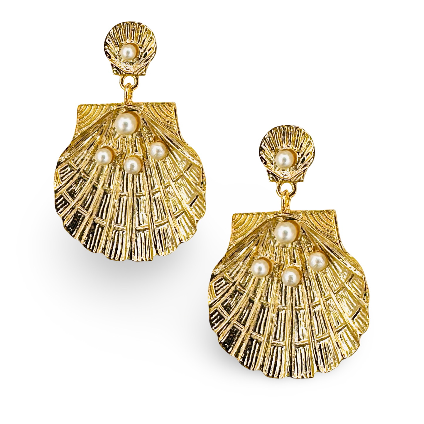 Pearl & Clamshell Dangle Earrings