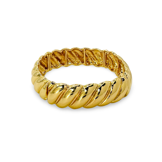 Medium Gloss Angled Groove Stretch Bracelet