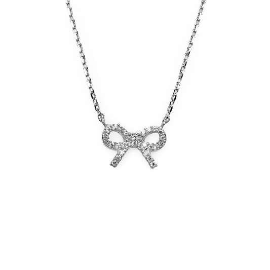 Dainty Pave Bow Festoon Necklace