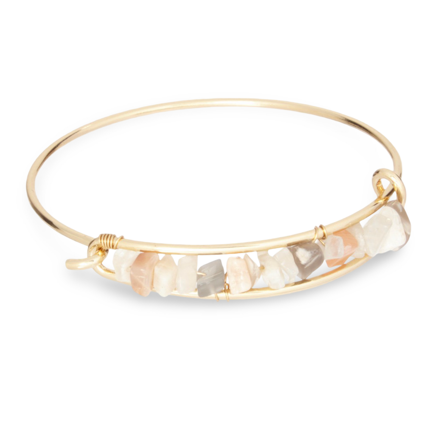 Natural Moonstone Semiprecious Chips Bangle