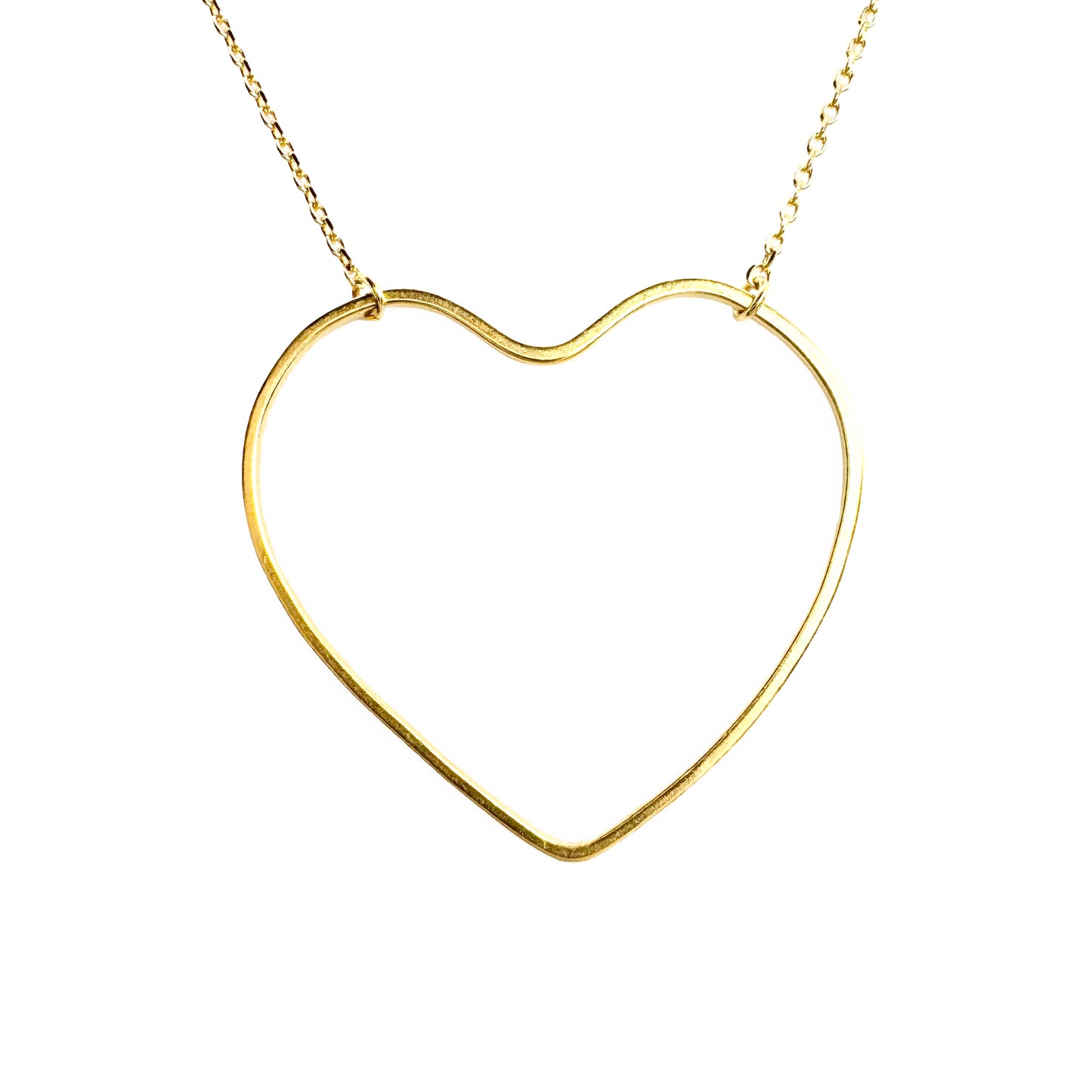 Thin Etched Large Heart Outline Festoon Necklace