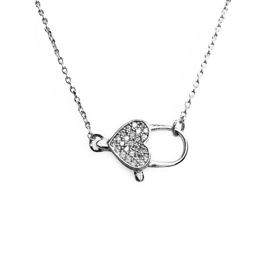 Pave Heart Lobster Clasp Festoon Necklace