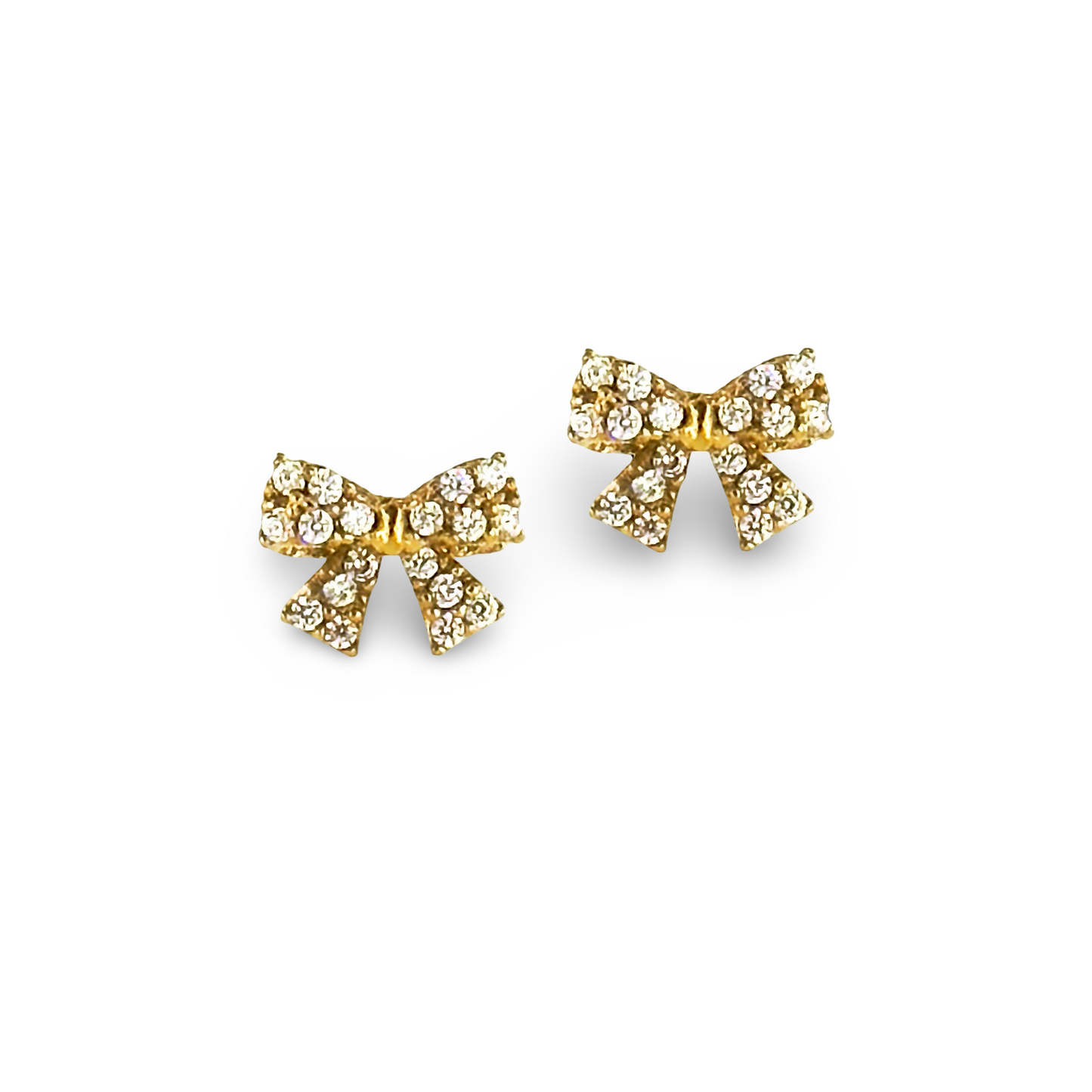 Sterling Silver Post Small Pave Bow Stud Earrings