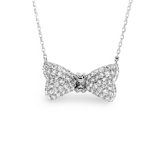Pave Tuxedo Bow Festoon Necklace