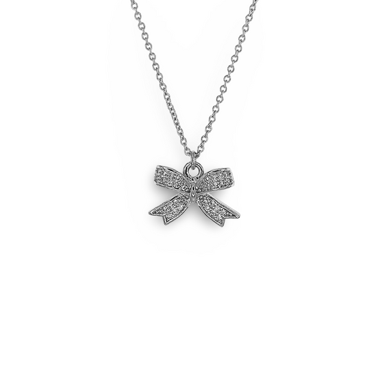 Pave CZ Tiffany Bow Necklace