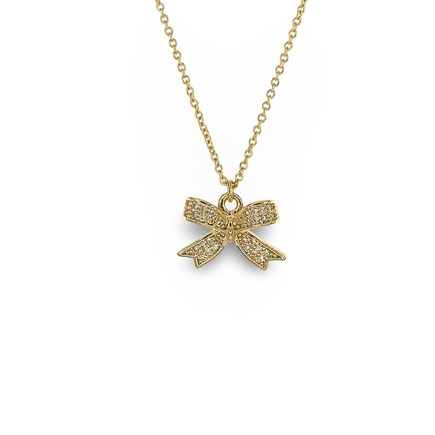 Pave CZ Tiffany Bow Necklace