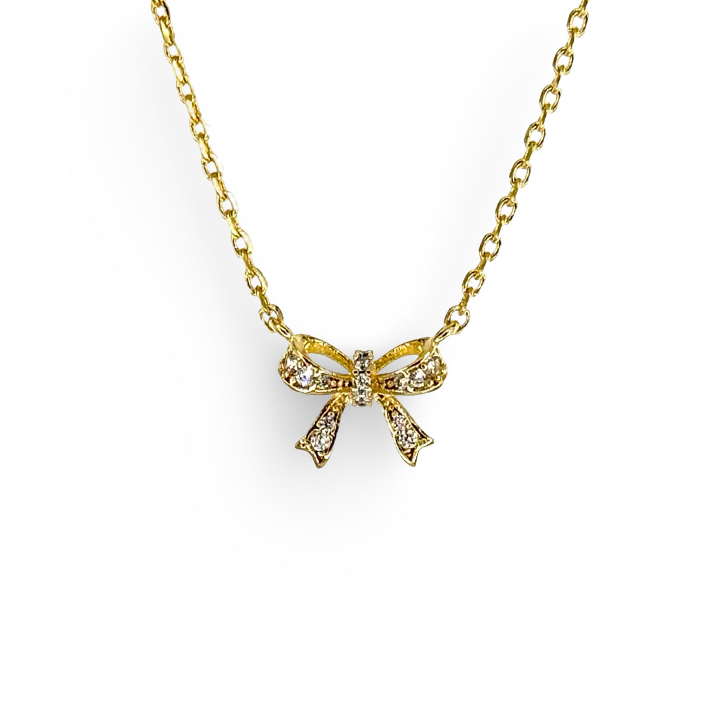 Mini Pave Festoon Bow Necklace