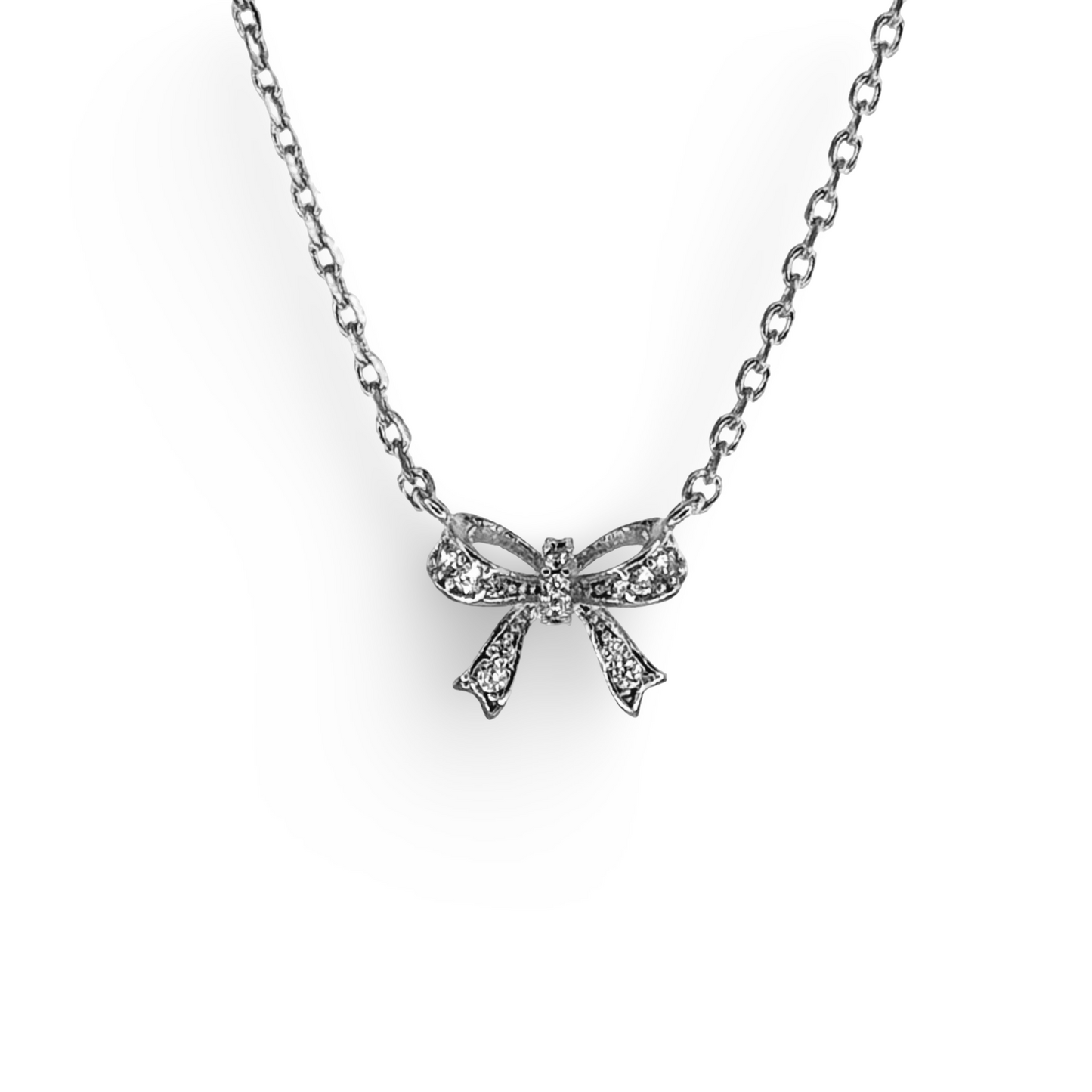 Mini Pave Festoon Bow Necklace