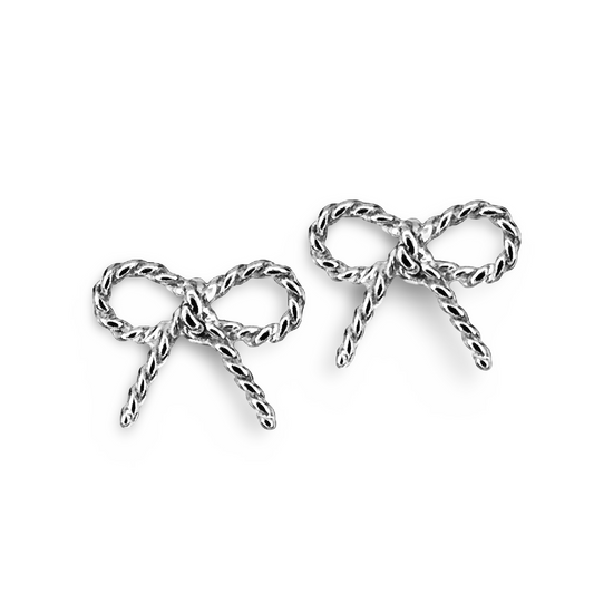 Dainty Rope Twist Bow Stud Earrings