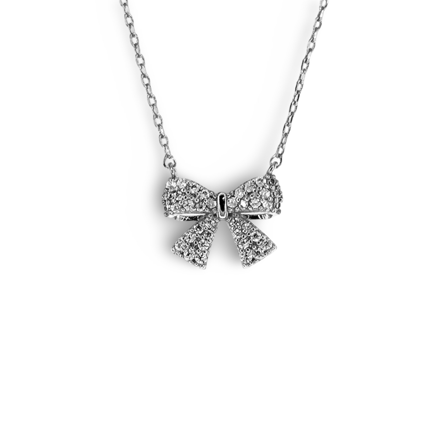 Small Pave Festoon Bow Necklace
