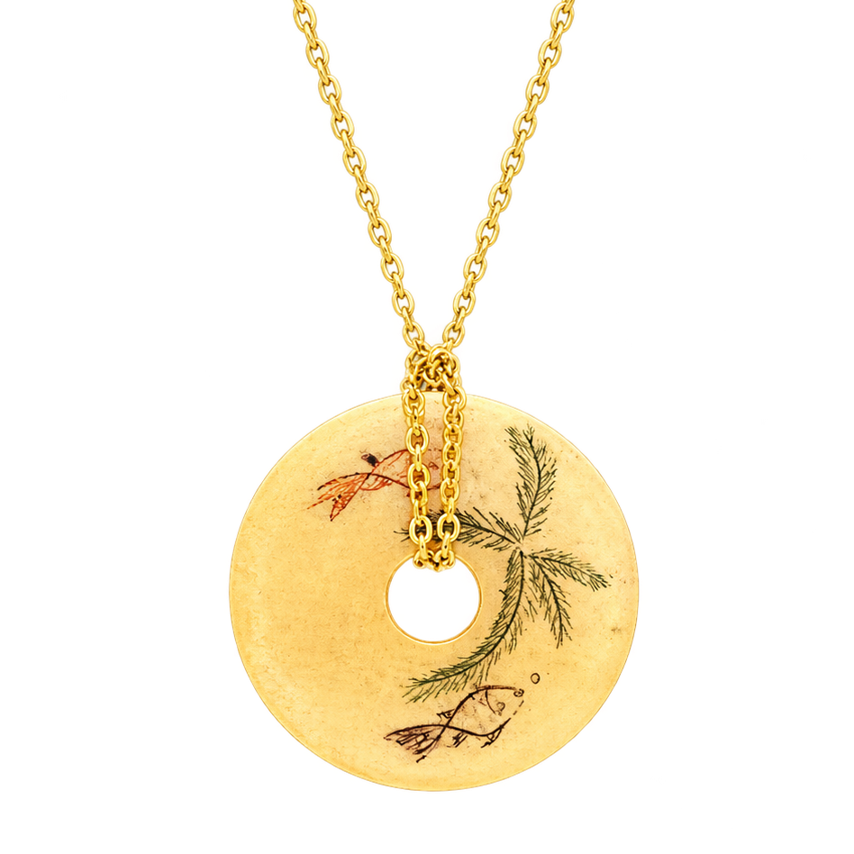 Hand Painted Disc Pendant Necklace