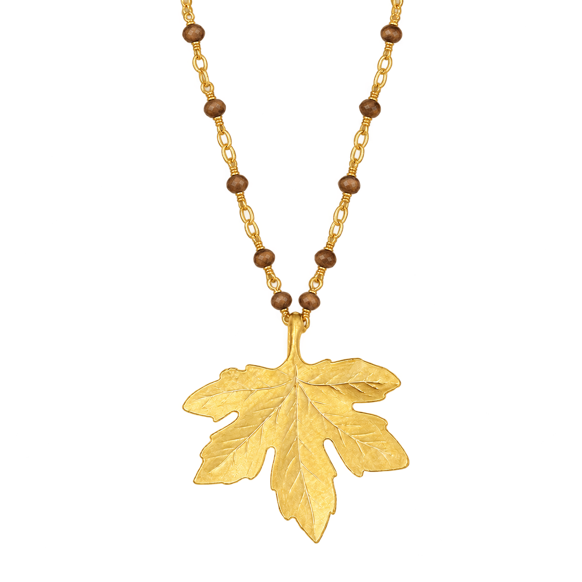 Maple Leaf Beaded Crystal Chain Necklace