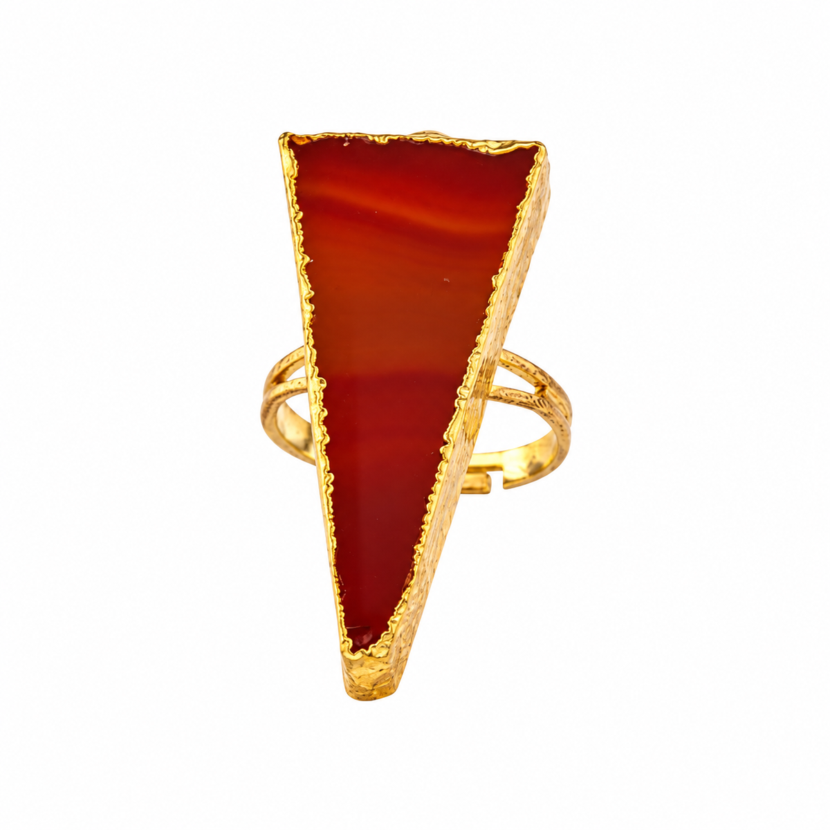 Rust Tone Gilded Edge Triangle Brazilian Agate Ring