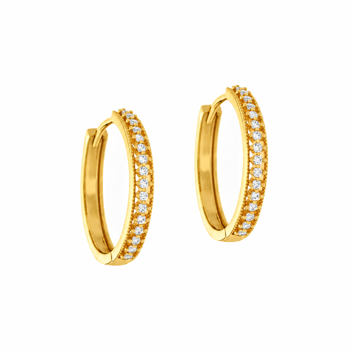 Cubic Zirconia Pave Medium Filigree Huggie Earrings
