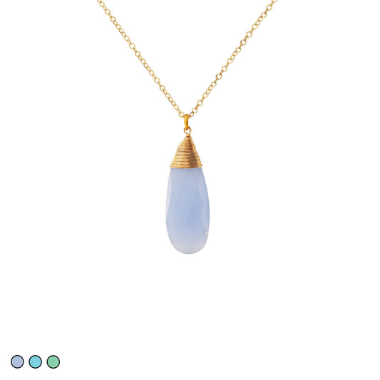 Wrapped Glass Crystal Necklace (Green)