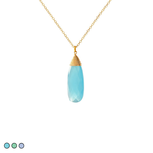 Wrapped Glass Crystal Necklace (Purple)