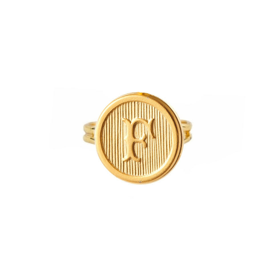 Typewriter Monogram Alphabet Ring
