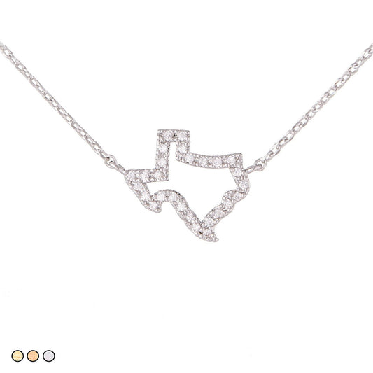 Pave Texas State Outline Necklace