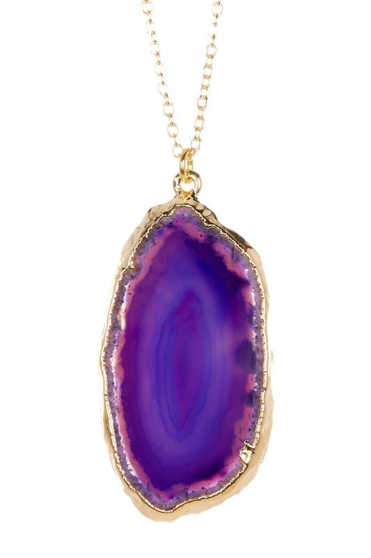 Gilded Edge Brazilian Agate Necklace (Small)