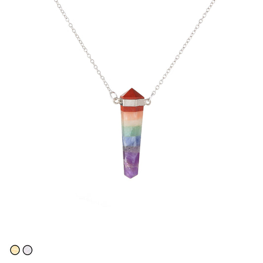 Rainbow Stone Necklace (Gold and Silver)